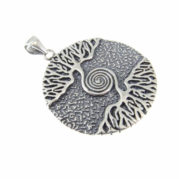 Solid 925 Sterling Silver Celtic Spiral and Roots Tree of Life Viking Pendant - Picture 6 of 9